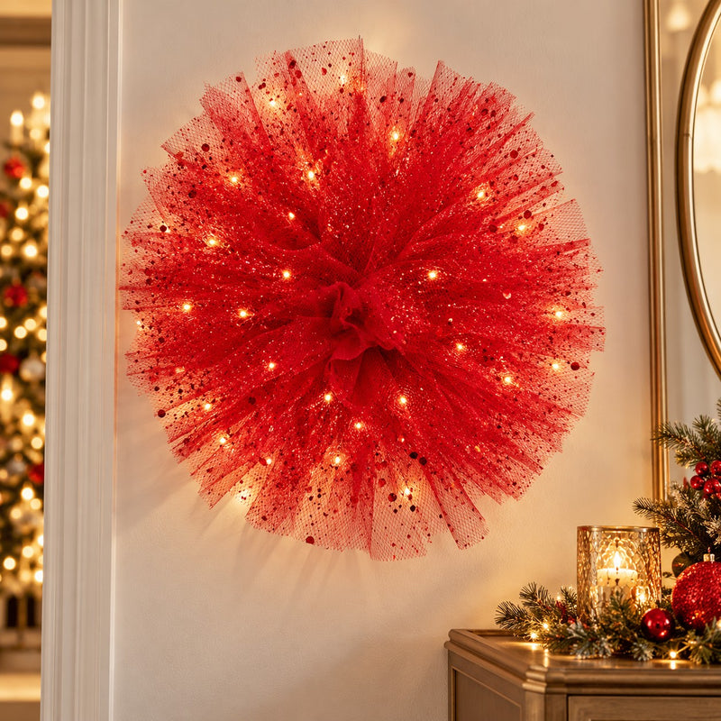 Piovaccari Pon Pon Rosso Ø40 cm – Decorazione Natalizia per Albero di Natale, Addobbi, Feste e Allestimenti Decorativi