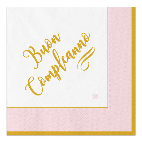 big party big party tovaglioli carta buon compleanno chic 33 x 33 cm cf 20 pz rosa ean 8020834621426