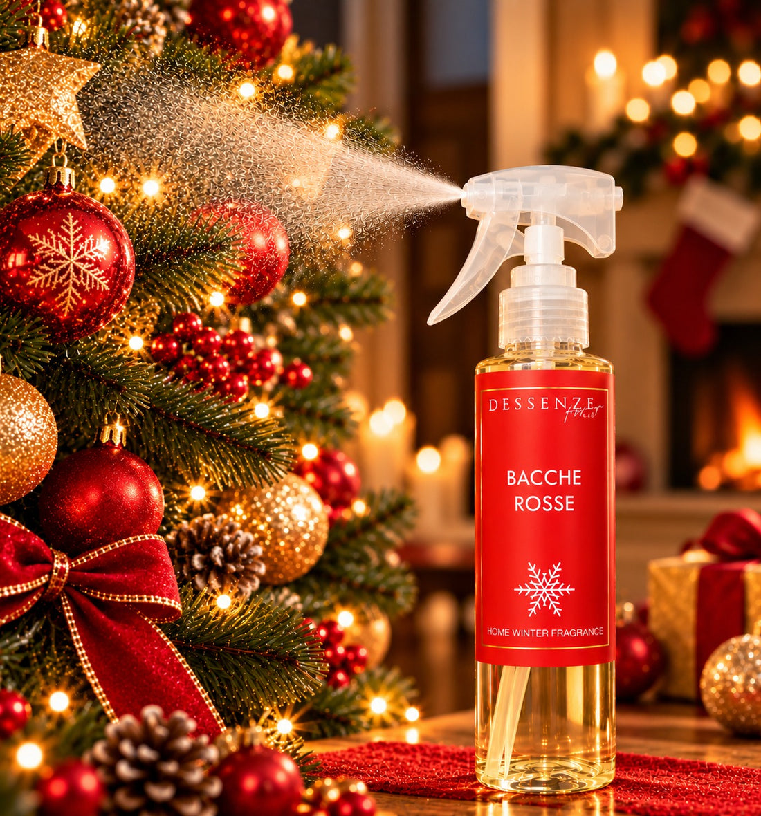 DESSENZE Profumo per Albero di Natale Christmas Spray Bacche Rosse 100 ml – Spray Profumato Natalizio