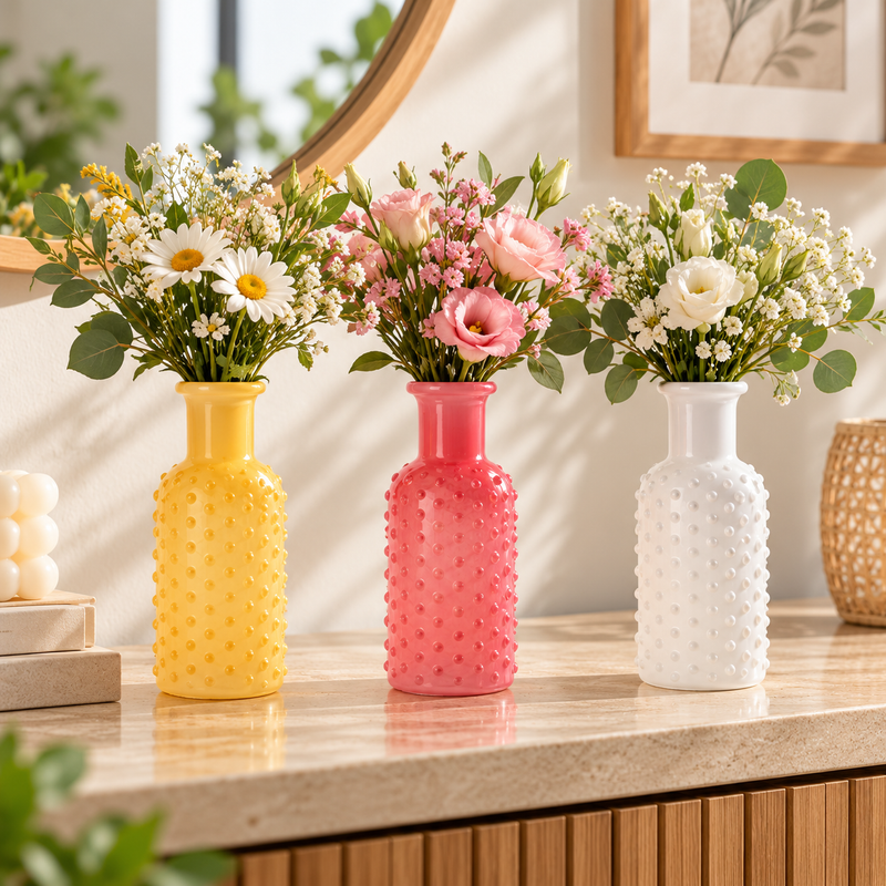 Ad Trend Vaso Decorativo in Vetro Ø 7 x H 19 cm – Vaso per Fiori e Arredo Casa, Colori Assortiti 1 Pz