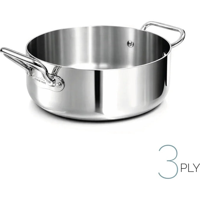 AGNELLI Casseruola Bassa Aluinox 3Ply Inox Lucido 24x9,5 Cm 2 Manici