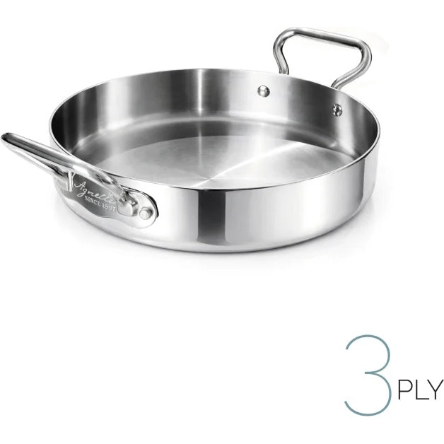 AGNELLI Tegame Aluinox 3PLY con 2 Manici Inox 36x7 Cm