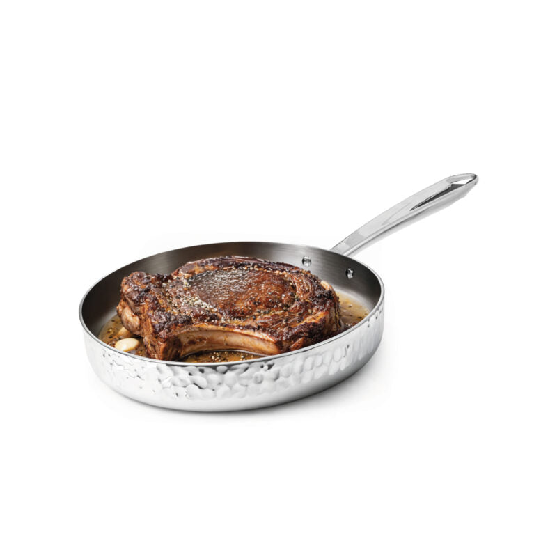 AGNELLI Padella Aluinox Martellato 3Ply 24x6 Cm 1 Manico Acciaio Inox