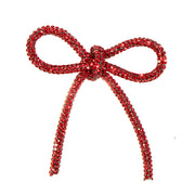 Piovaccari Fiocco Natalizio Bows with Diamonds Rosso 6,5xH7 cm – Fiocco Decorativo con Diamanti per Albero di Natale, Addobbi e Confezioni Regalo