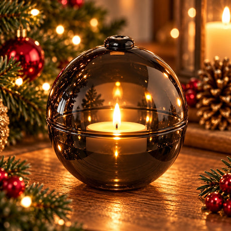 ARPIMEX  Candela Boules di Natale D 7 cm H 7 Cm Vetro Nero