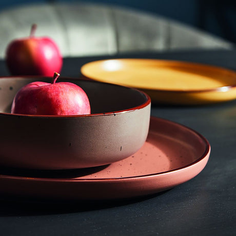 Tognana Urban Bruges Piatto Dessert in Stoneware Rosso Terra Ø20,5xH2,5 cm – Piattino Elegante in Gres per Dolci e Frutta