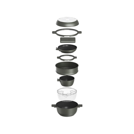 Tognana Batteria di Pentole 11 Pezzi Modulo  Military Green in Alluminio Beige – Set Pentole e Casseruole per la Cucina