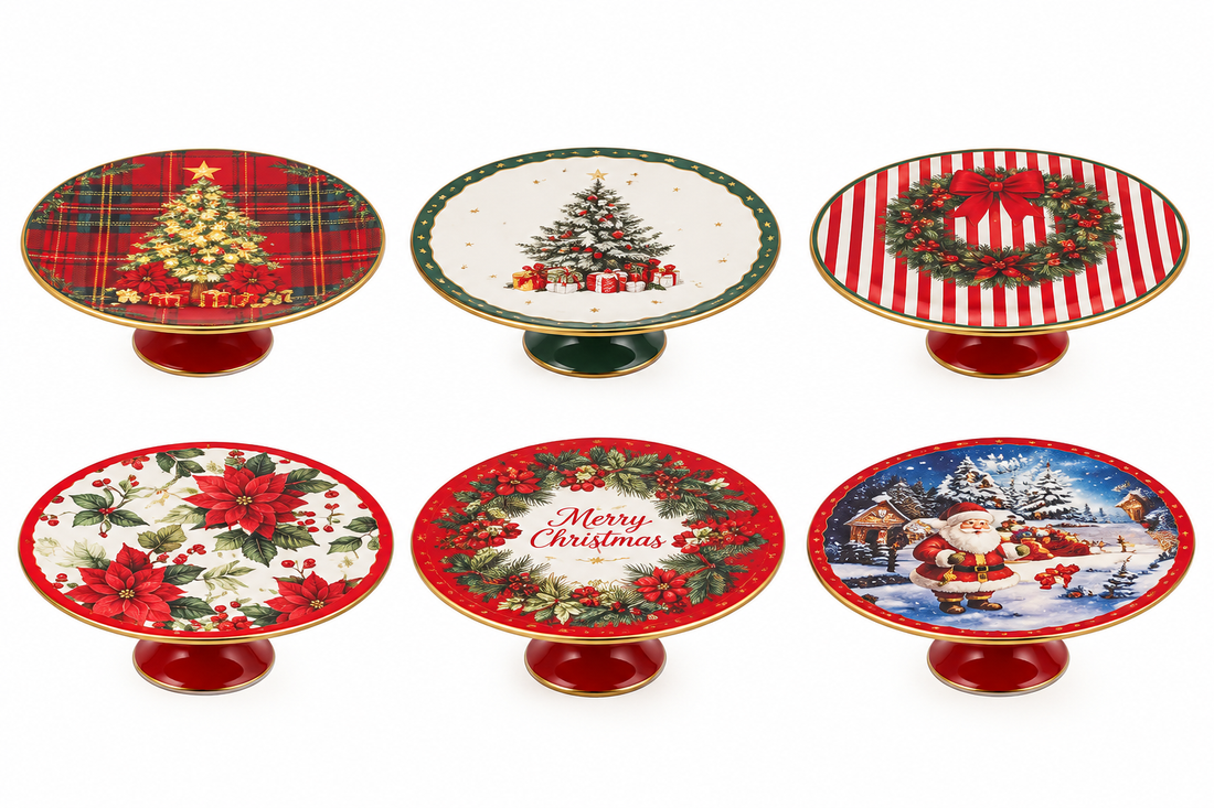 Ad Trend Alzata Natalizia Ø29 cm H10 cm – Alzata Decorativa per Dolci, Torte, Centrotavola e Tavola di Natale, Modelli Assortiti 1 Pz