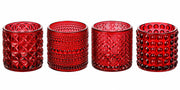 ARPIMEX Vasetti Vetro Portacandele D 7 Cm H 6,8 Cm Rosso Mix 4 Pz