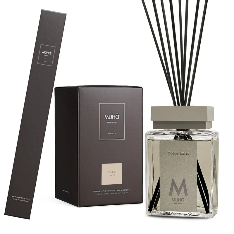 Muhà Luxe Perfume Diffusore Ambiente con Bastoncini Dolce Latte 500 Ml
