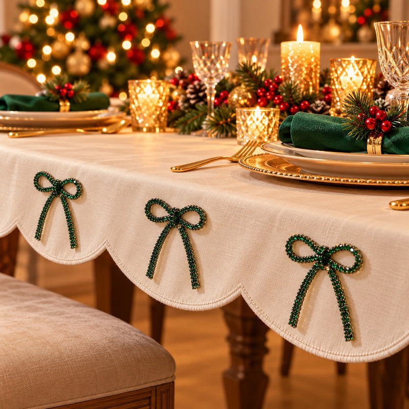 Piovaccari Fiocco Natalizio Bows with Diamonds Verde Scuro 6,5xH7 cm – Fiocco Decorativo con Diamanti per Albero di Natale, Addobbi e Confezioni Regalo