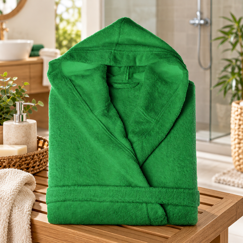 Androni Giocattoli Accappatoio Unisex Taglia L/XL Verde Scuro – Accappatoio Tinta Unita per Bagno e Doccia
