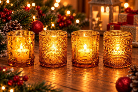 ARPIMEX  Vasetto Portacandela Natale D 8,8 Cm H 10 Cm Ass. Vetro Marrone 1 Pz