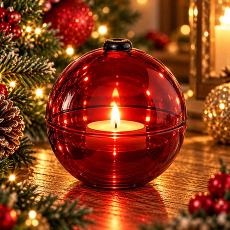 ARPIMEX  Candela Boules di Natale D 7 cm H 7 Cm Vetro Rosso