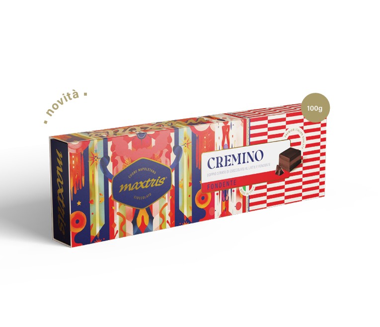 Maxtris Cremino Fondente Astuccio 100 g – Cioccolatini Cremini al Cioccolato Fondente in Confezione Regalo Natalizia – Idea Regalo di Natale