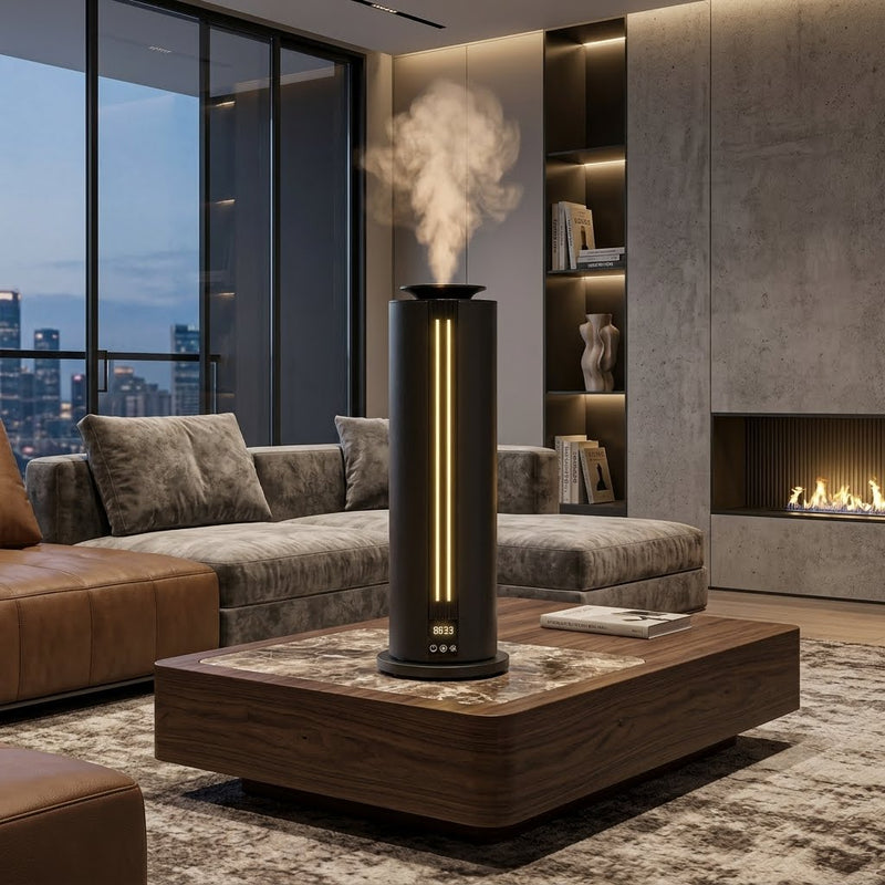 DESSENZE Diffusore di Fragranze ad Alta Pressione Tower Light Grigio Antracite – Profumatore Ambiente Bacche Rosse