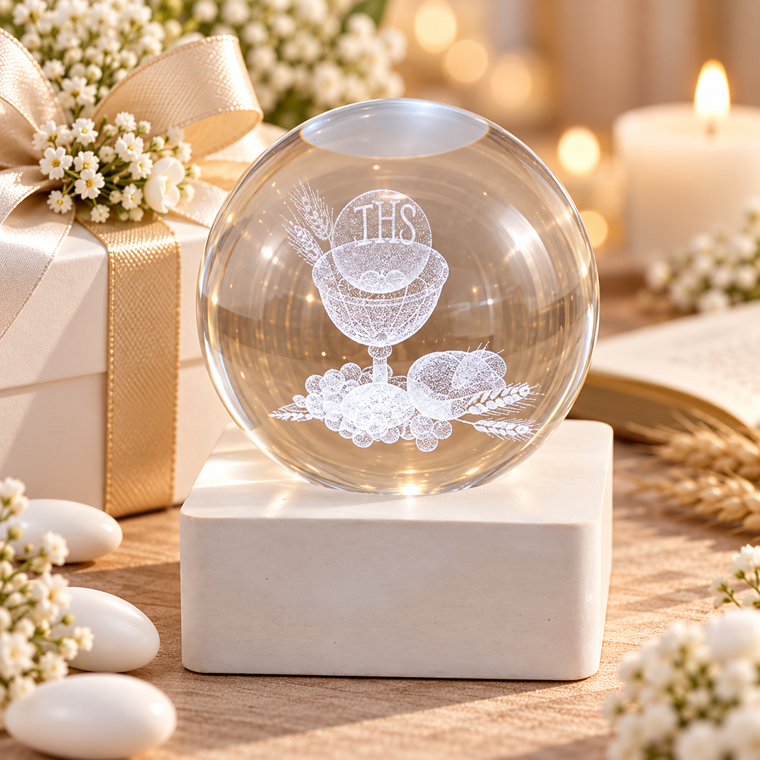 L'Arcolaio Lampada Decorativa Calice con Base Quadrata Bianca 6x6x8 cm – Elegante Idea Regalo e Decorazione per Casa