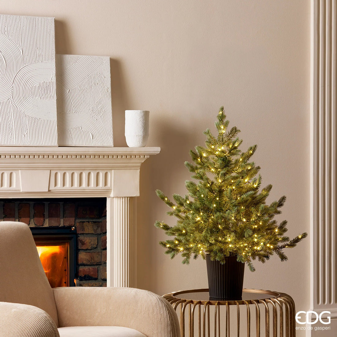 edg enzo de gasperi albero di natale pino argentato h 90 cm d 85 cm con 240 led ean 8059824279620