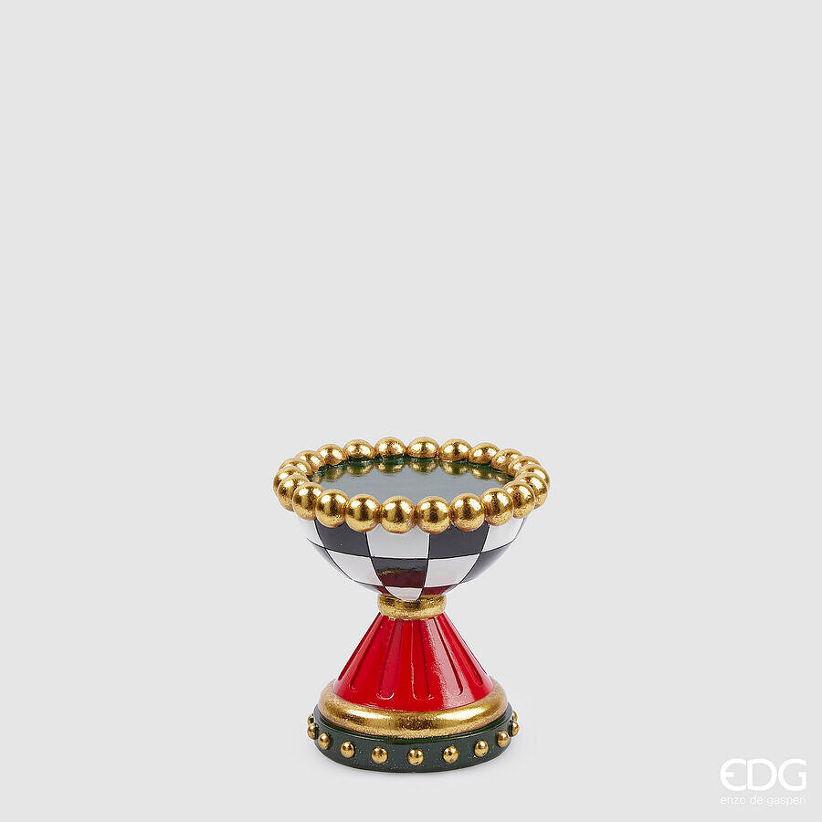 edg enzo de gasperi portacandela scacchi natale h 15 cm d 14 cm bianco nero ean 8059824403384
