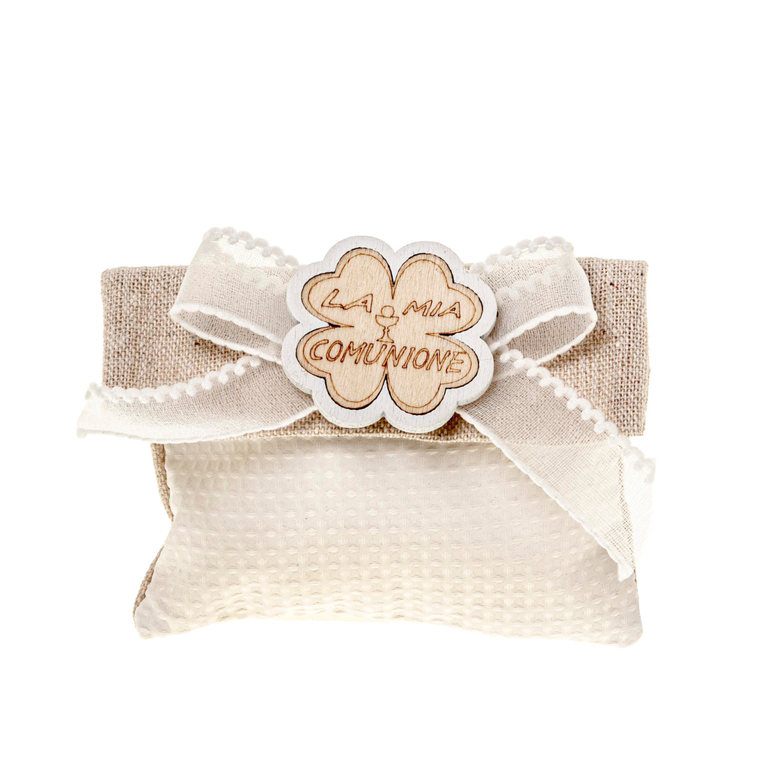 etm etm sacchetto quadrifoglio busta comunione portaconfetti 10 x 8 cm beige 12 pz ean 8057500589162