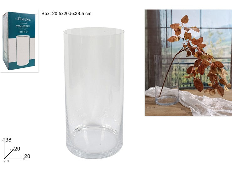 due esse distribuzioni due esse distribuzioni vaso cilindro h 38 cm d 20 cm vetro natural scatola regalo ean 8034048464717