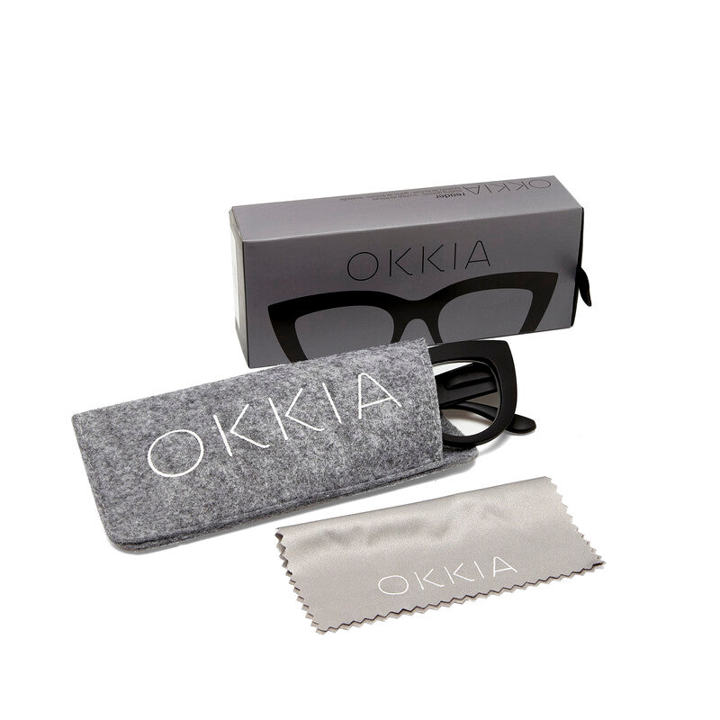 okkia okkia occhiale da lettura mod claudia premontato gatto soft touch spring nero diottrie 1 50 ean 8055773192928