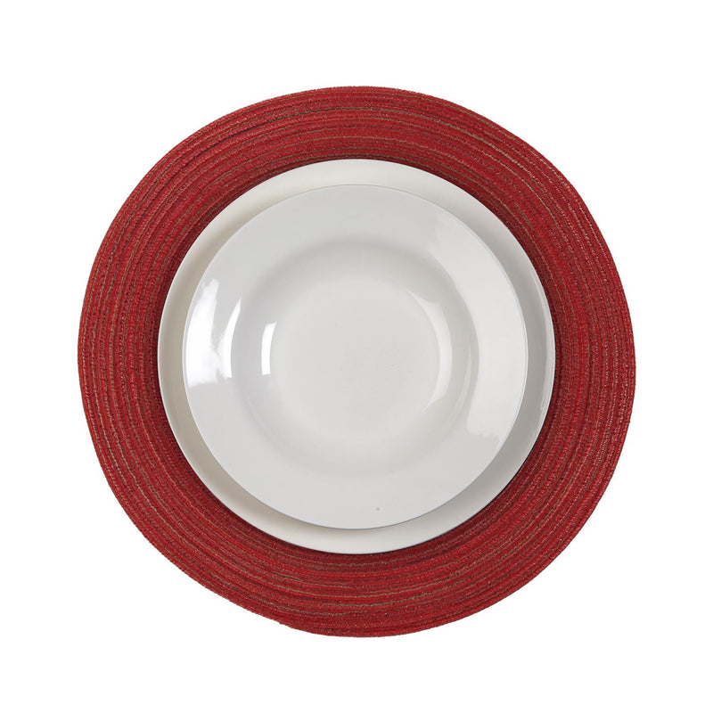 Versa Tovaglietta Americana Rotonda Rosso Ø 38 cm in PVC – Sottopiatto da Tavola Pratico e Lavabile